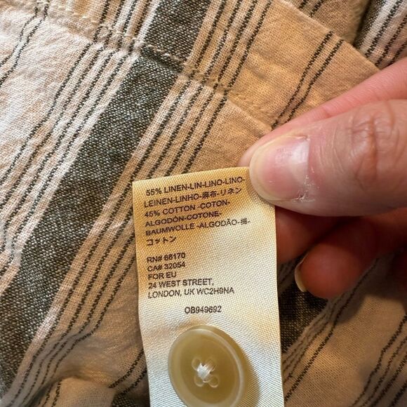 Anthropologie Beachgoer Linen Striped Shorts Green High Rise Pockets Size 14 - Picture 7 of 7